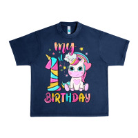 Navy my 1 st birthday with little cute unicorn Urban Heavy Tee - NancyCooperArtShop