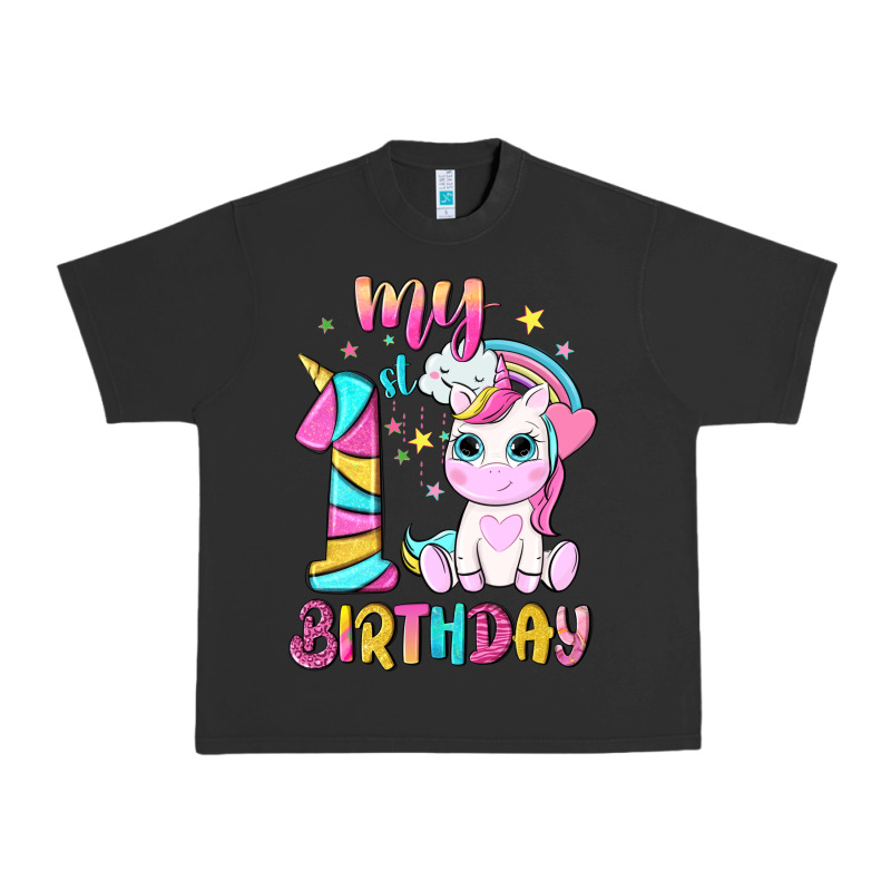 My 1 St Birthday With Little Cute Unicorn Urban Heavy Tee by NancyCooperArtShop | Teevron