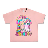 Salmon my 1 st birthday with little cute unicorn Urban Heavy Tee - NancyCooperArtShop