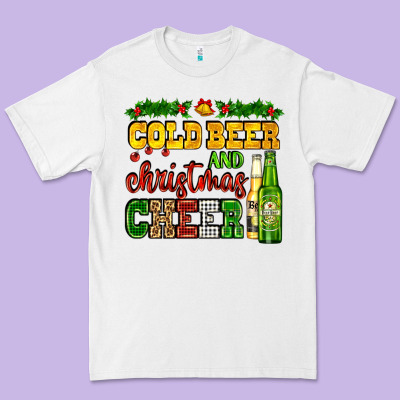Cold Beer And Christmas Cheer With Beer Bottles Premium Tee Designed By Adodesignshop