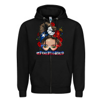 Black Puerto Rico messy bun Zipper Hoodie - NancyCooperArtShop