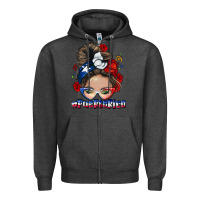 Charcoal Heather Puerto Rico messy bun Zipper Hoodie - NancyCooperArtShop