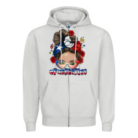 Dove Grey Puerto Rico messy bun Zipper Hoodie - NancyCooperArtShop