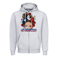 Heather Grey Puerto Rico messy bun Zipper Hoodie - NancyCooperArtShop