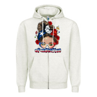 Oatmeal Heather Puerto Rico messy bun Zipper Hoodie - NancyCooperArtShop