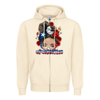 Sandshell Puerto Rico messy bun Zipper Hoodie - NancyCooperArtShop