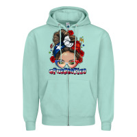 Seafoam Puerto Rico messy bun Zipper Hoodie - NancyCooperArtShop