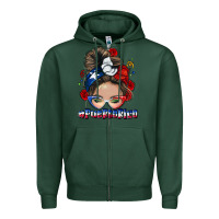 Sports Green Puerto Rico messy bun Zipper Hoodie - NancyCooperArtShop