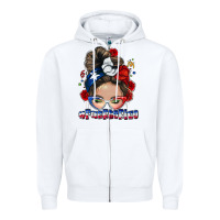 White Puerto Rico messy bun Zipper Hoodie - NancyCooperArtShop