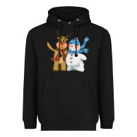 Black christmas reindeer snowman Heavyweight Hoodie - CowGirlArtShop