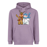 Lavender christmas reindeer snowman Heavyweight Hoodie - CowGirlArtShop