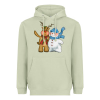 Matcha christmas reindeer snowman Heavyweight Hoodie - CowGirlArtShop