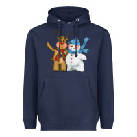 Christmas Reindeer Snowman Heavyweight Hoodie | Teevron