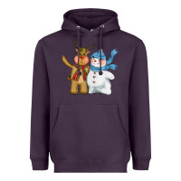 Plum christmas reindeer snowman Heavyweight Hoodie - CowGirlArtShop