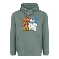 Sage christmas reindeer snowman Heavyweight Hoodie - CowGirlArtShop