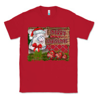 Red merry Christmas pig Classic Tee - CowhideDigitalArt