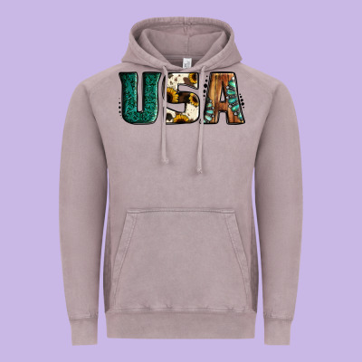 Usa Basic Bold Font Western Vintage Hoodie Designed By Jasminsmagicworld