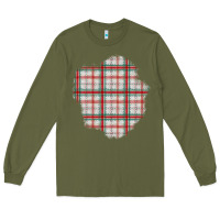 Army Green Christmas Tartan Patch Long Sleeve Tee - BundleAndBundleShop