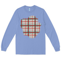 Colony Blue Christmas Tartan Patch Long Sleeve Tee - BundleAndBundleShop