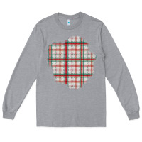 Heather Grey Christmas Tartan Patch Long Sleeve Tee - BundleAndBundleShop
