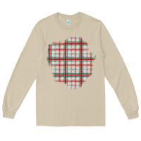 Mushroom Christmas Tartan Patch Long Sleeve Tee - BundleAndBundleShop
