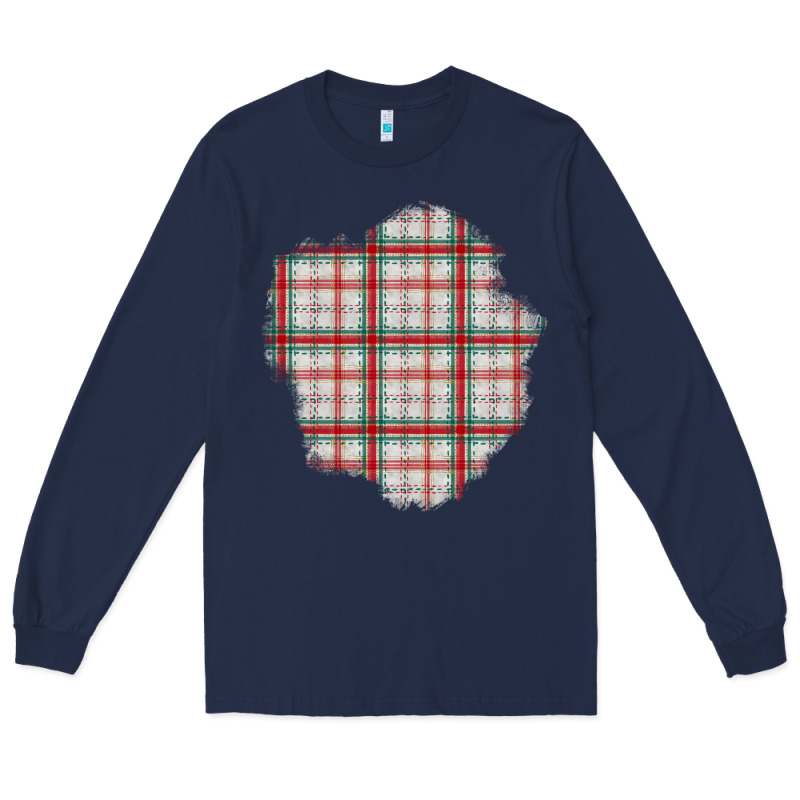 Christmas Tartan Patch Long Sleeve Tee by BundleAndBundleShop | Teevron