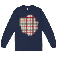 Navy Christmas Tartan Patch Long Sleeve Tee - BundleAndBundleShop