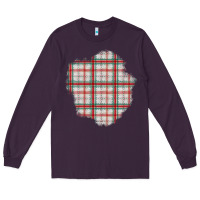 Plum Christmas Tartan Patch Long Sleeve Tee - BundleAndBundleShop