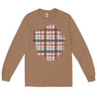 Toasted Coconut Christmas Tartan Patch Long Sleeve Tee - BundleAndBundleShop