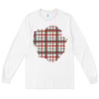 White Christmas Tartan Patch Long Sleeve Tee - BundleAndBundleShop