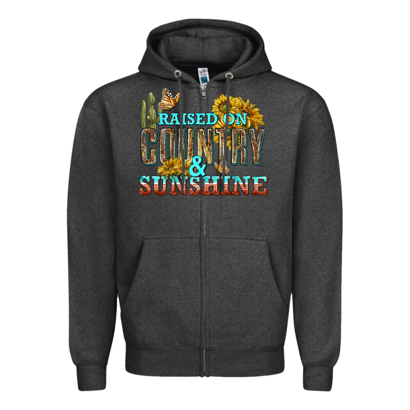Raised On Country And Sunshine Zipper Hoodie by texasbilliewilder | Teevron