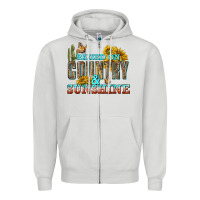 Dove Grey Raised on Country and Sunshine Zipper Hoodie - texasbilliewilder