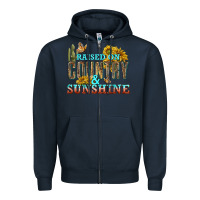 Navy Raised on Country and Sunshine Zipper Hoodie - texasbilliewilder