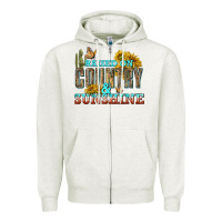 Oatmeal Heather Raised on Country and Sunshine Zipper Hoodie - texasbilliewilder