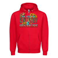 Red Raised on Country and Sunshine Zipper Hoodie - texasbilliewilder