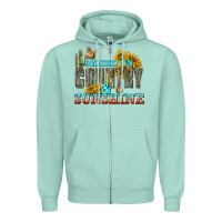 Seafoam Raised on Country and Sunshine Zipper Hoodie - texasbilliewilder