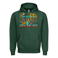 Sports Green Raised on Country and Sunshine Zipper Hoodie - texasbilliewilder