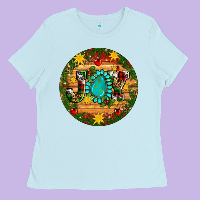 Christmas Gemstone Joy Ornament Ladies Tee Designed By Artiststas