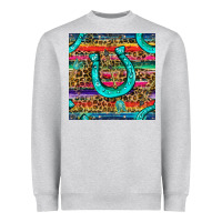 Heather Grey Western Horseshoe And Arrow With Leopard And Serape Seamless Pattern Heavyweight Sweatshirt - BundleAndBundleShop