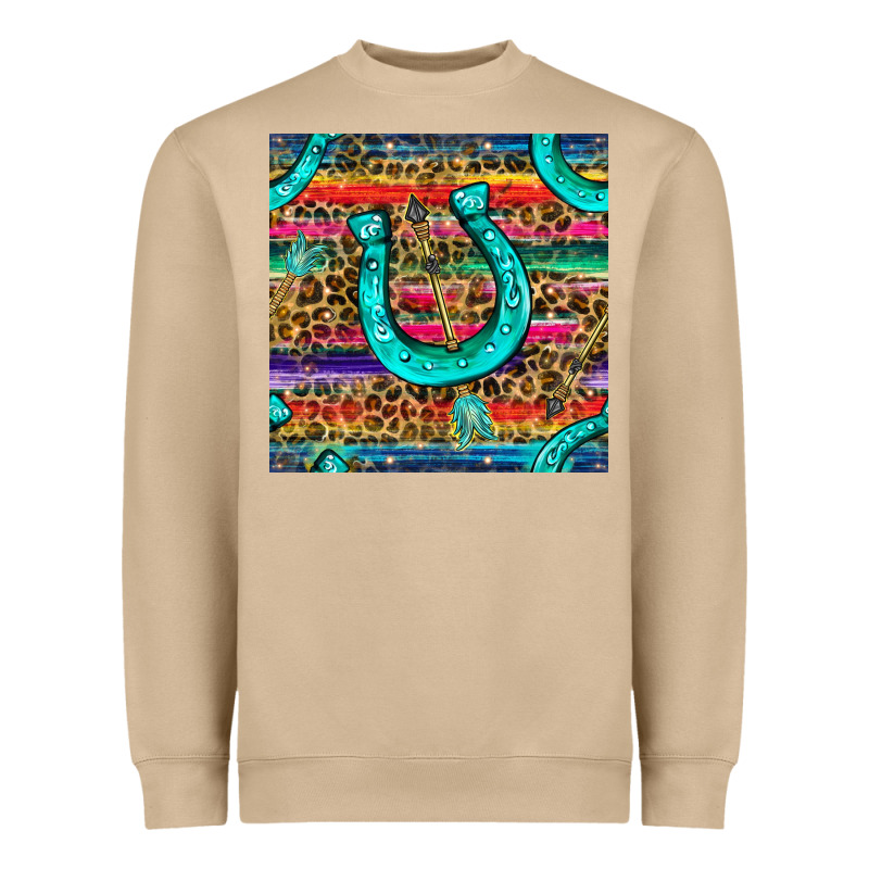 Western Horseshoe And Arrow With Leopard And Serape Seamless Pattern Heavyweight Sweatshirt by BundleAndBundleShop | Teevron