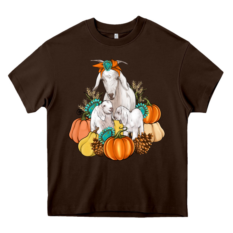 Goat Family Fall Pumpkins Gemstone Heavy Core Tee by Artiststas | Teevron