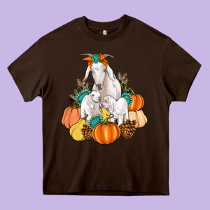 Goat Family Fall Pumpkins Gemstone Heavy Core Tee Designed By Artiststas
