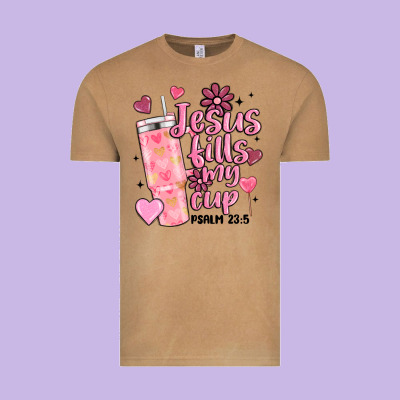 Valentine Jesus Fills My Cup Vintage Tee Designed By Maliassmallbusiness