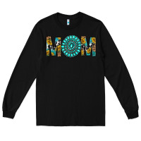 Black Western Mom With Turquoise Gemstone Long Sleeve Tee - BundleAndBundleShop