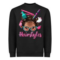 Black Afro Bantu Knots Hairstyles Messy Bun With Clasp Bbs Heavyweight Sweatshirt - BundleAndBundleShop