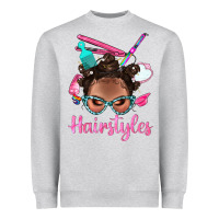 Heather Grey Afro Bantu Knots Hairstyles Messy Bun With Clasp Bbs Heavyweight Sweatshirt - BundleAndBundleShop