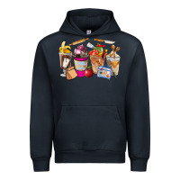 Navy Lunch Lady Coffee Cups Urban Hoodie - FaDigitalArtStudio