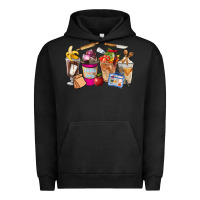 Pigment Black Lunch Lady Coffee Cups Urban Hoodie - FaDigitalArtStudio