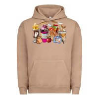 Pigment Burro Lunch Lady Coffee Cups Urban Hoodie - FaDigitalArtStudio