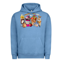 Pigment Pebble Blue Lunch Lady Coffee Cups Urban Hoodie - FaDigitalArtStudio